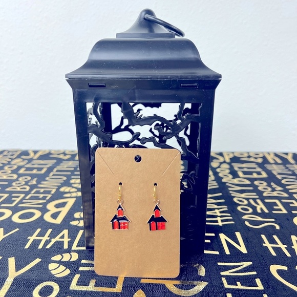 Halloween Earrings - Haunted House - Picture 1 of 3